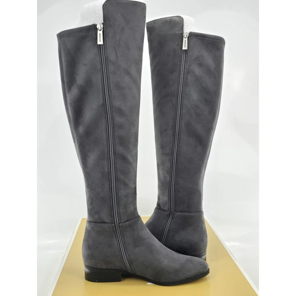 Michael Michael Kors Bromley Flat Boot Womens 5.5 Charcoal Stretch Faux Lthr NEW